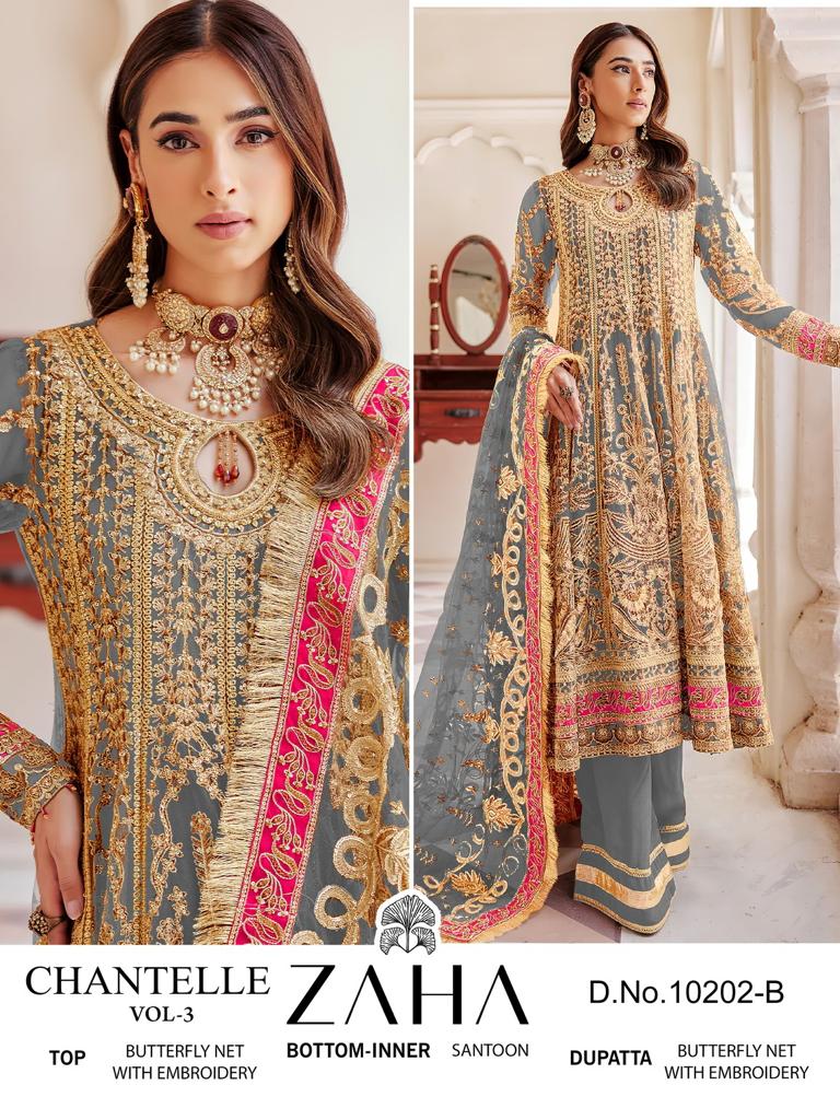 Chantelle Vol 3 By Zaha Heavy Pakistani Suits Catalog